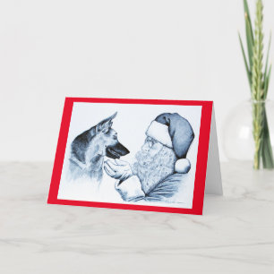 German Shepherd en Santa Claus Feestdagen Kaart