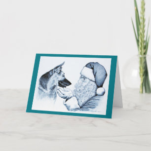 German Shepherd en Santa Claus Feestdagen Kaart