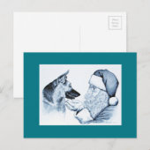 German Shepherd en Santa Claus Feestdagenkaart (Voorkant / Achterkant)