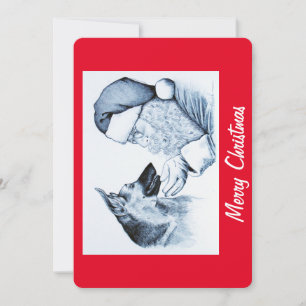German Shepherd en Santa Claus Feestdagenkaart