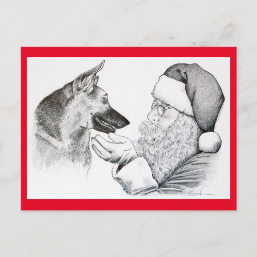 German Shepherd en Santa Claus Feestdagenkaart (Voorkant)