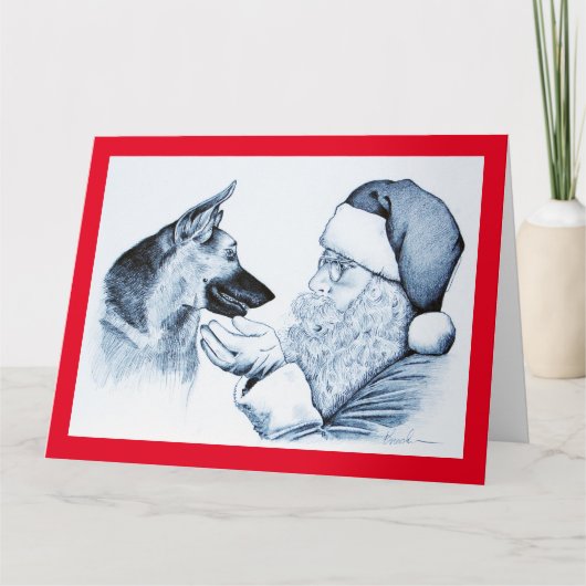 German Shepherd en Santa Claus Kaart (Voorkant)