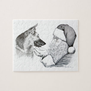 German Shepherd en Santa Claus Legpuzzel