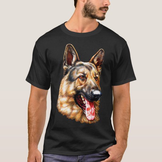 German Shepherd Face Portrait Dog T-shirt (Voorkant)