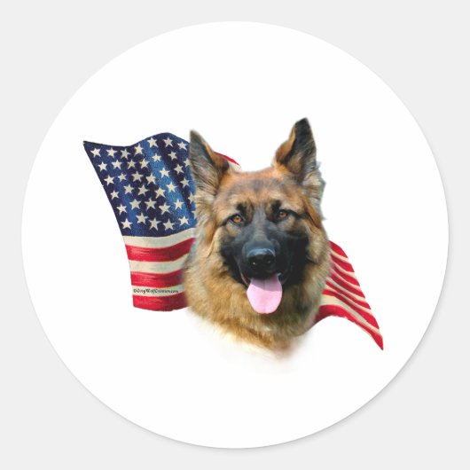 German Shepherd Flag Ronde Sticker (Voorkant)