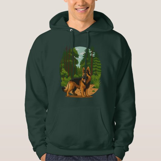 German Shepherd Forest Adventure Dog Hoodie (Voorkant)