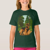 German Shepherd Forest Adventure Dog T-shirt (Voorkant)