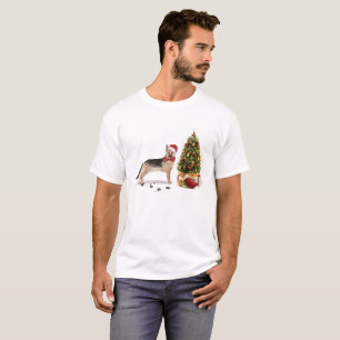 German Shepherd Funny kersthond met boom T-shirt