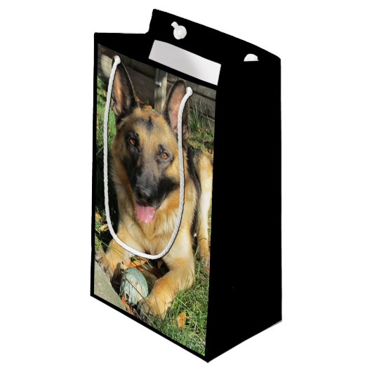 German Shepherd Gift Bag Klein Cadeauzakje (Voorkant Gekanteld)