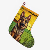 German Shepherd Grote Kerstsok (Voorkant (Hangend))