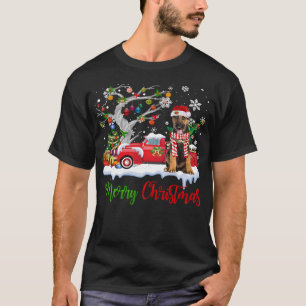 German Shepherd GSD Red Truck Merry kerstboom T-shirt