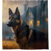 German Shepherd Halloween Scary Douchegordijn (Voorkant)