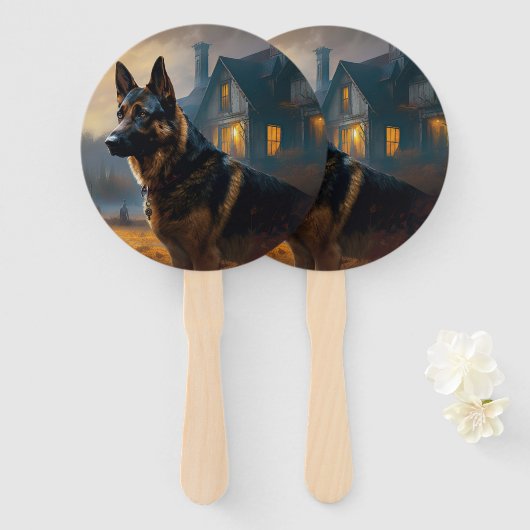 German Shepherd Halloween Scary Handwaaier (Voorkant en achterkant)