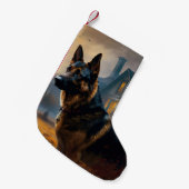 German Shepherd Halloween Scary Kleine Kerstsok (Voorkant (Hangend))