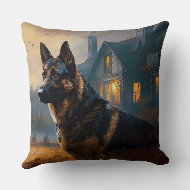 German Shepherd Halloween Scary Kussen (Achterkant)