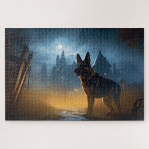 German Shepherd Halloween Scary Legpuzzel