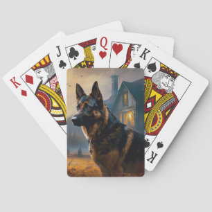 German Shepherd Halloween Scary Pokerkaarten