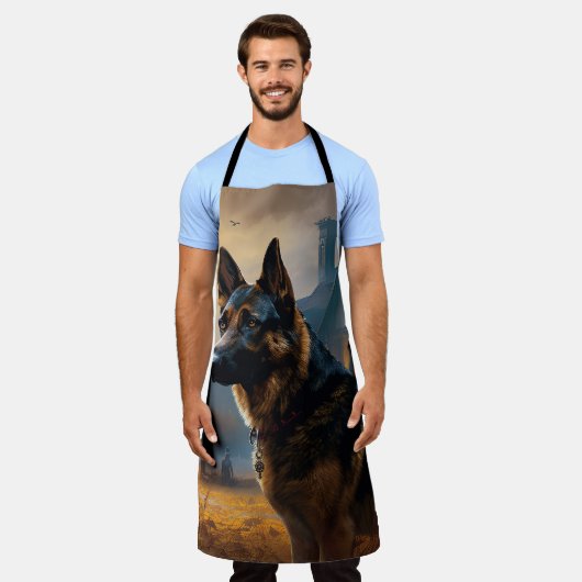 German Shepherd Halloween Scary Schort (Gedragen)