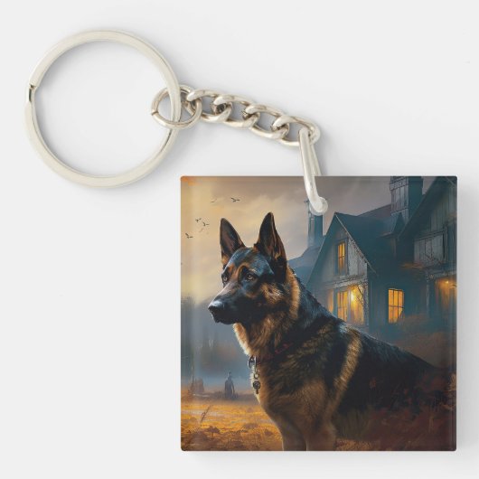German Shepherd Halloween Scary Sleutelhanger (Voorkant)