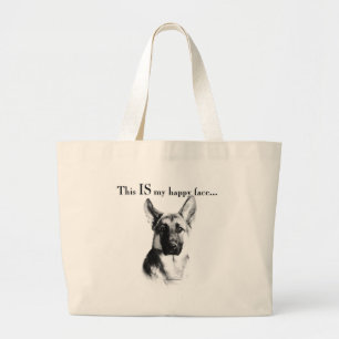 German Shepherd Happy Face Grote Tote Bag