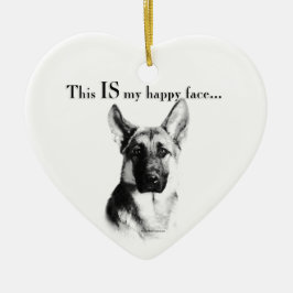 German Shepherd Happy Face Keramisch Ornament