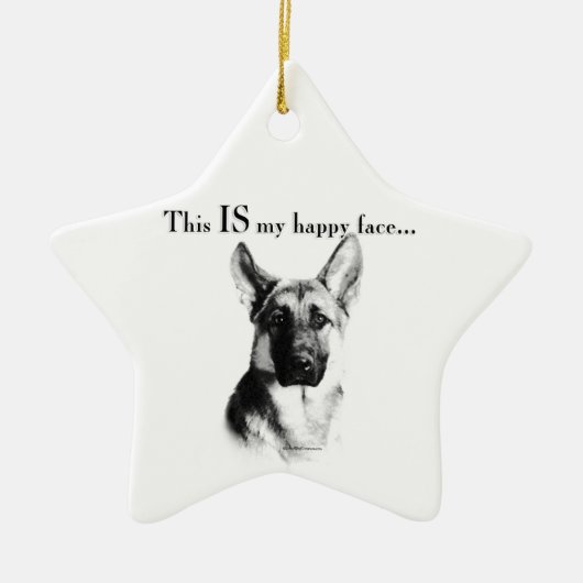 German Shepherd Happy Face Keramisch Ornament (Voorkant)