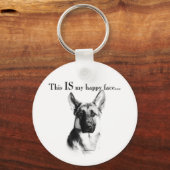German Shepherd Happy Face Sleutelhanger (Achterkant)