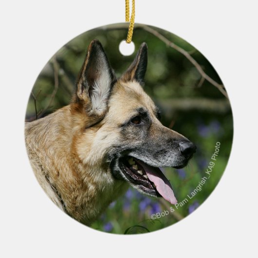 German Shepherd Headshot 3 Keramisch Ornament (Voorkant)