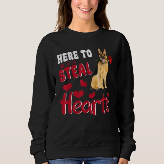 German Shepherd Here To Steal Hearts Dog Valentine Trui (Voorkant)