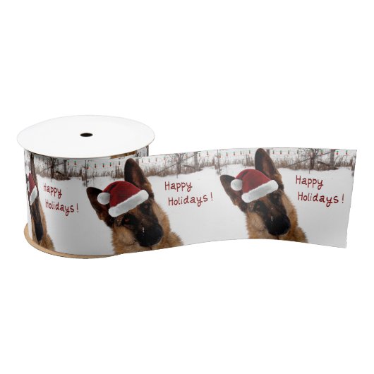 German Shepherd Holiday Satin Ribbon Lint (Spoel)