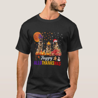 German Shepherd Holthanksmas Halloween Thanksgiv T-shirt
