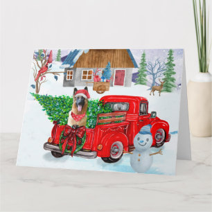 German Shepherd in Kerstmis Delivery Truck Snow Kaart