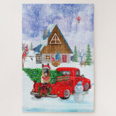 German Shepherd in Kerstmis Delivery Truck Snow Legpuzzel (Verticaal)
