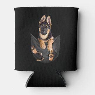 German Shepherd in Pocket T-Shirt Funny Dog Lover Blikjeskoeler