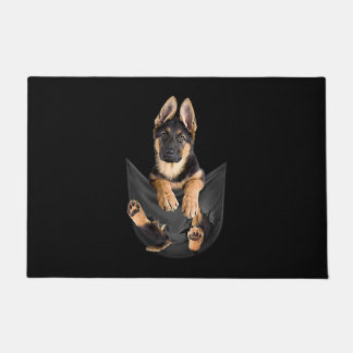German Shepherd in Pocket T-Shirt Funny Dog Lover Deurmat