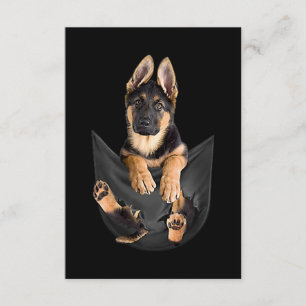 German Shepherd in Pocket T-Shirt Funny Dog Lover Informatiekaartje