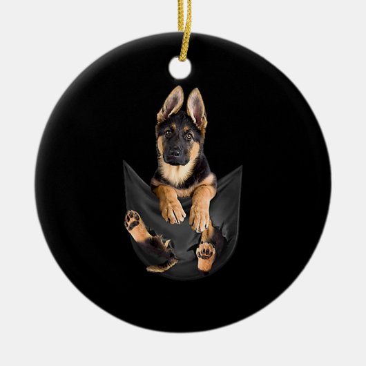 German Shepherd in Pocket T-Shirt Funny Dog Lover Keramisch Ornament (Voorkant)