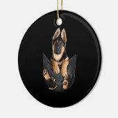 German Shepherd in Pocket T-Shirt Funny Dog Lover Keramisch Ornament (Links)