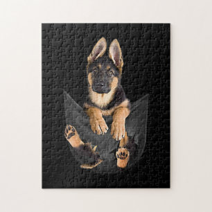 German Shepherd in Pocket T-Shirt Funny Dog Lover Legpuzzel