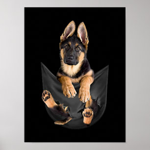 German Shepherd in Pocket T-Shirt Funny Dog Lover Poster