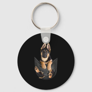 German Shepherd in Pocket T-Shirt Funny Dog Lover Sleutelhanger