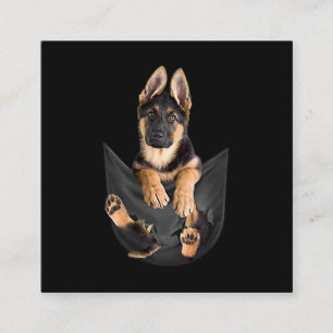 German Shepherd in Pocket T-Shirt Funny Dog Lover Vierkante Visitekaartje