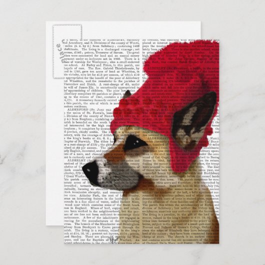 German Shepherd in Red Wooly Pet Briefkaart (Voorkant / Achterkant)