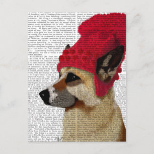 German Shepherd in Red Wooly Pet Briefkaart