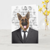 German Shepherd in Suit for Retirement Card Kaart (Gele Bloem)
