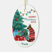 German Shepherd in Winter Sweater Holiday Tree Keramisch Ornament (Links)