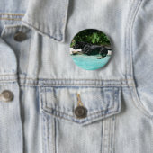 German Shepherd Jumping in Water Ronde Button 5,7 Cm (In situ)