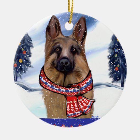 GERMAN SHEPHERD KERAMISCH ORNAMENT (Voorkant)