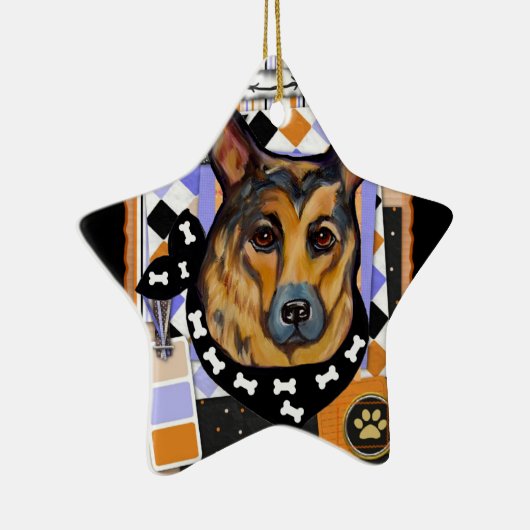GERMAN SHEPHERD KERAMISCH ORNAMENT (Rechts)
