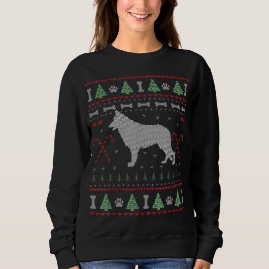 German Shepherd kerst Ugly Sweater Funny Dog L (Voorkant)
